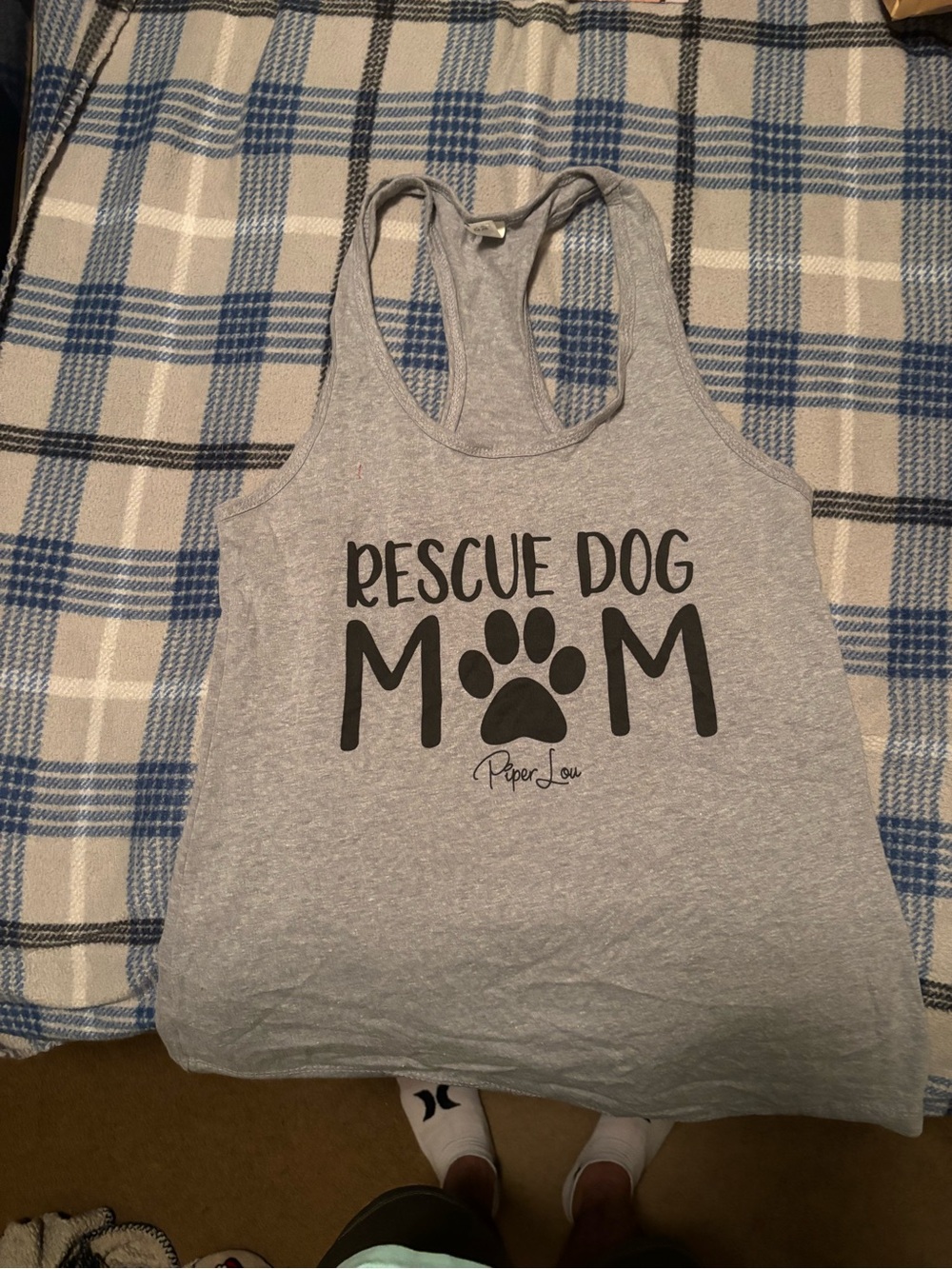 Rescue Dog Mom Gray Racerback Tank Top